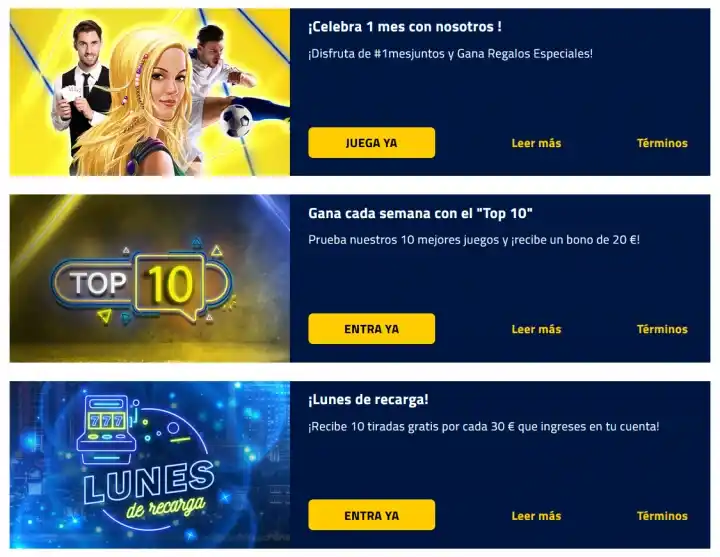 Promociones exclusivas para usuarios registrados en admiralber